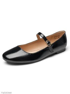 Mary Jane Flats Round Toe Buckle Strap Comfortable Work Shoes